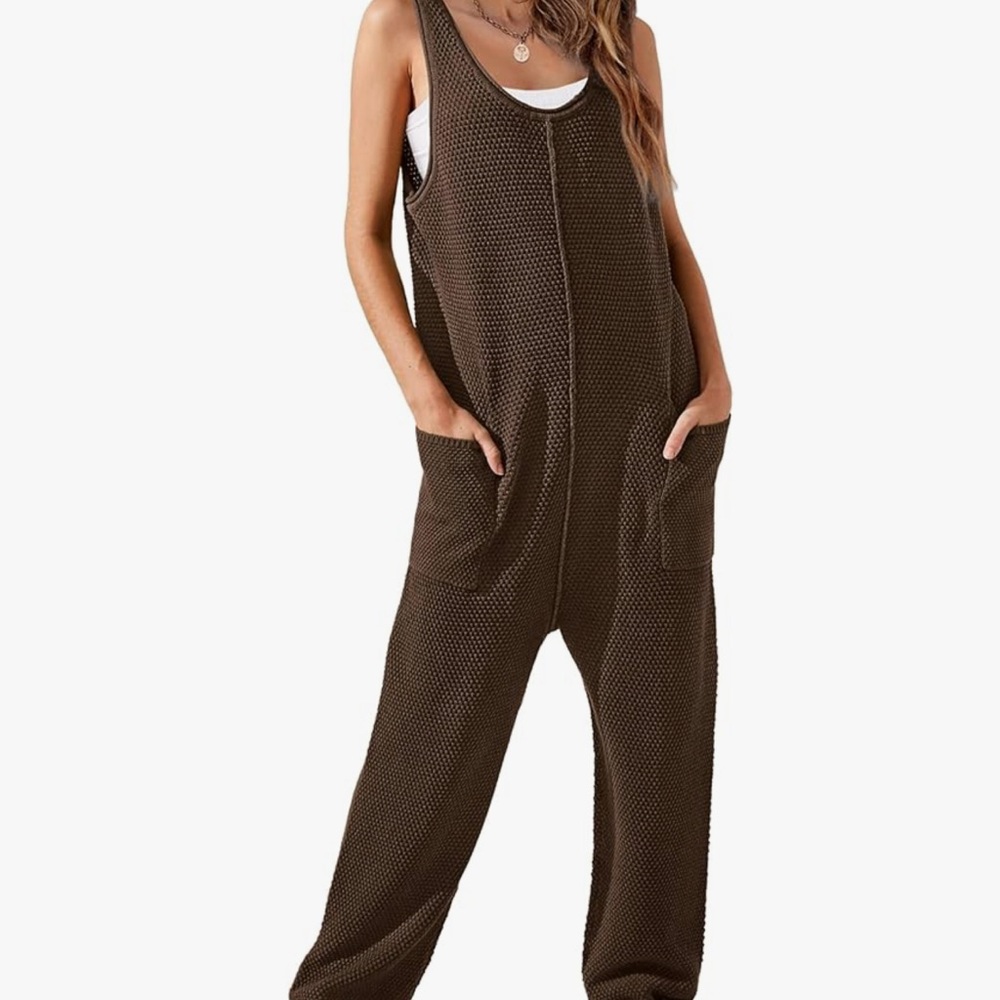 Amazon Women's Textured Brown Jumpsuit